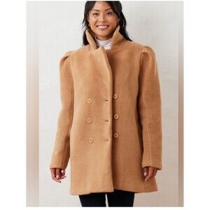 Dudley Stephens Camel Tan Brown Fleece Button Conyers Peacoat Coat Jacket Large